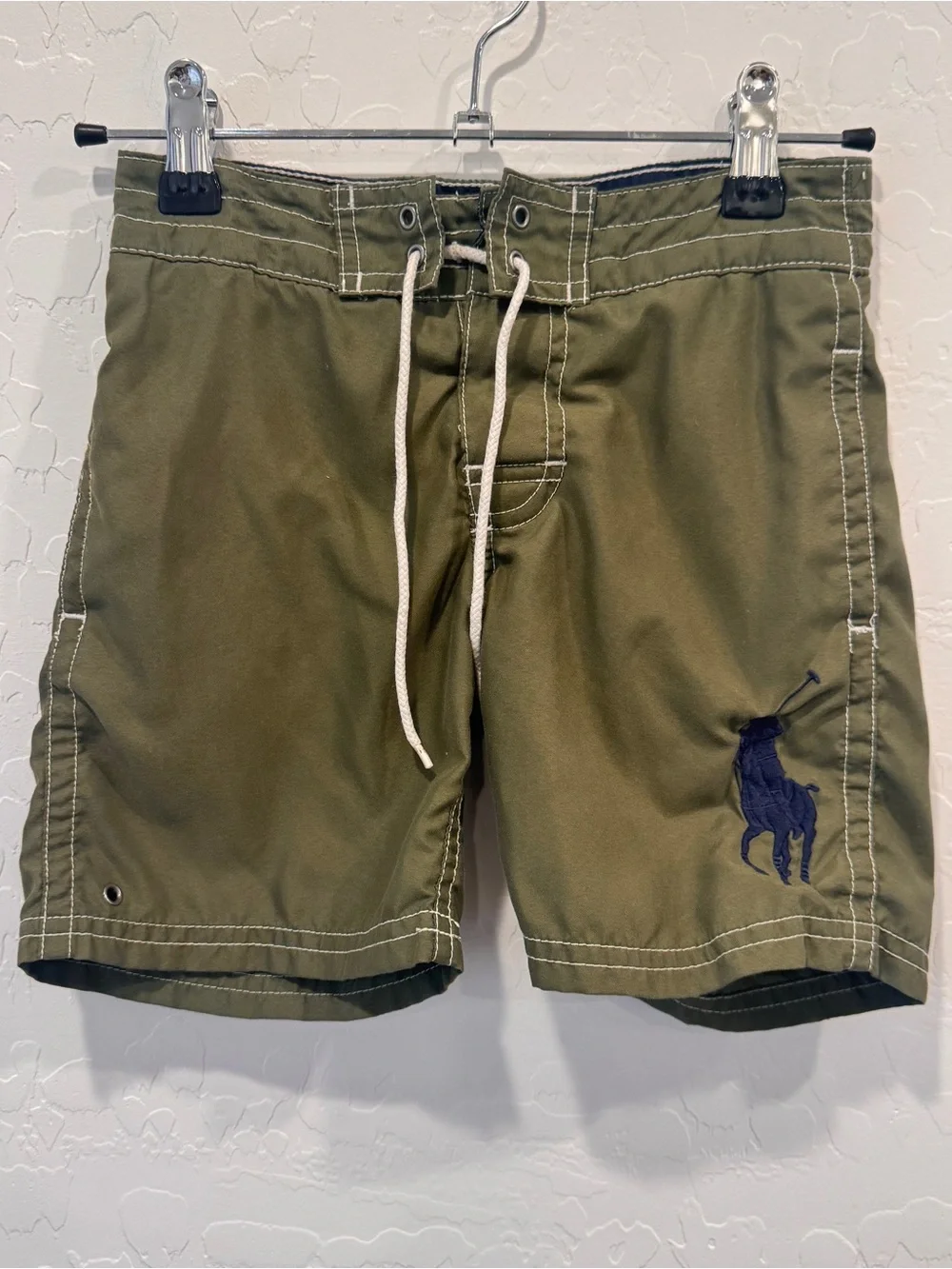 Polo by Ralph Lauren Olive Green Swim Trunks with Navy Polo Logo Boys 4T